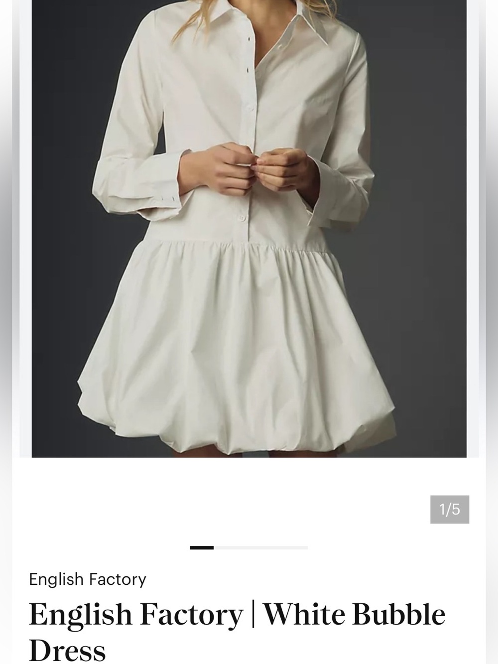 English Factory White Long-Sleeve Button Shirt Dress